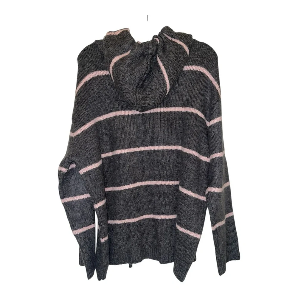 Umgee Oversized Charcoal and Blush Knit hooded Sweater